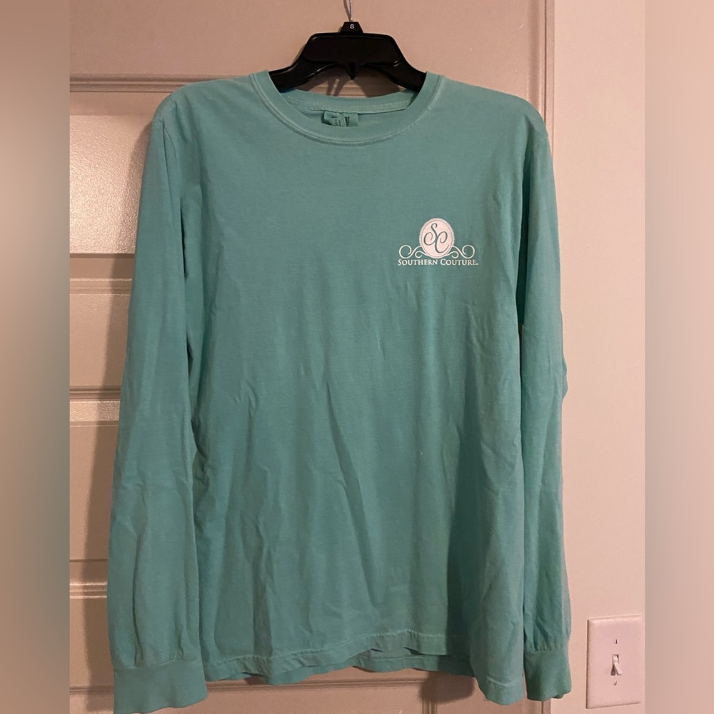 Southern Couture teal long sleeve shirt